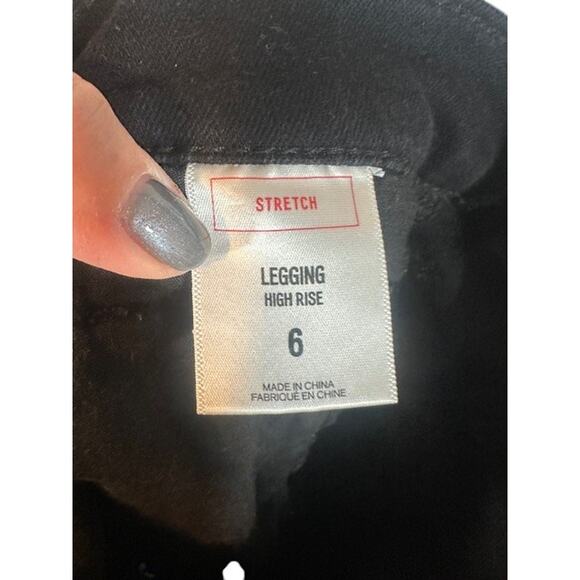 Express Black Ripped Stretch High Rise Leggings Skinny Jeans Women Sz 6 - Picture 11 of 12